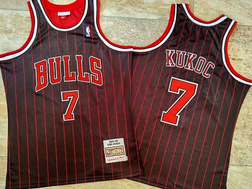 Men NBA Chicago Bulls #7 Kukoc red black Mitchell Ness Jerseys Print->toronto raptors->NBA Jersey